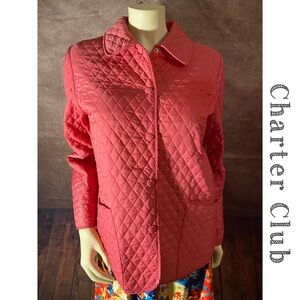 Charter Club Womens 100% Nylon Quilted Coral Lightweight Jacket | Size M | EUC